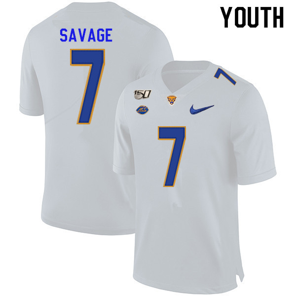 2019 Youth #7 Tom Savage Pitt Panthers College Football Jerseys Sale-White